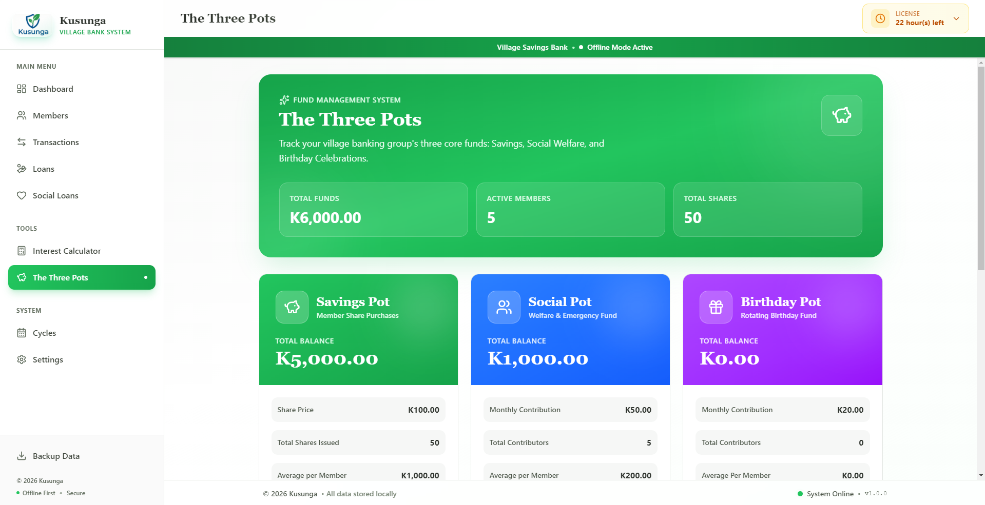 The Three Pots — Savings, Social, and Birthday fund management